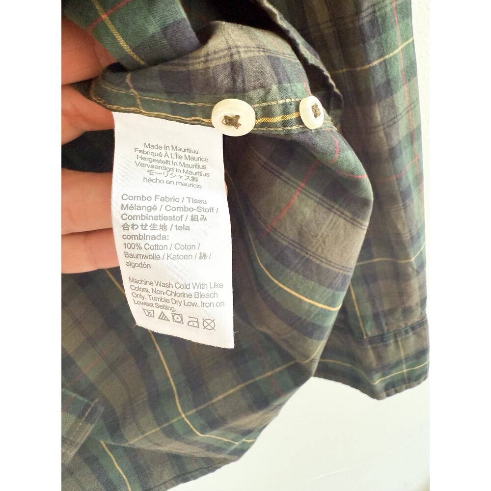 J.Crew | NWT Secret Wash slim cotton poplin shirt in Green Plaid | Sz XL - Picture 7 of 11